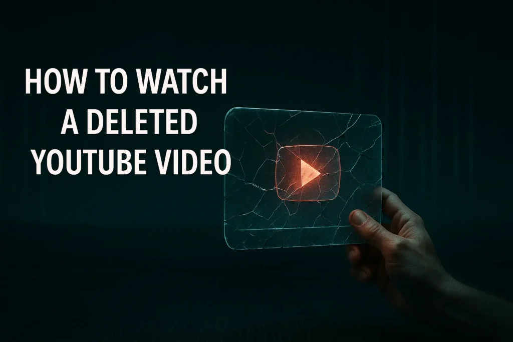 A 3D illustration showing a deleted YouTube video file being recovered from a digital archive, representing a guide on How to Watch a Deleted YouTube Video.