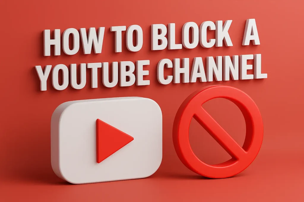 3D image showing how to block a YouTube channel.