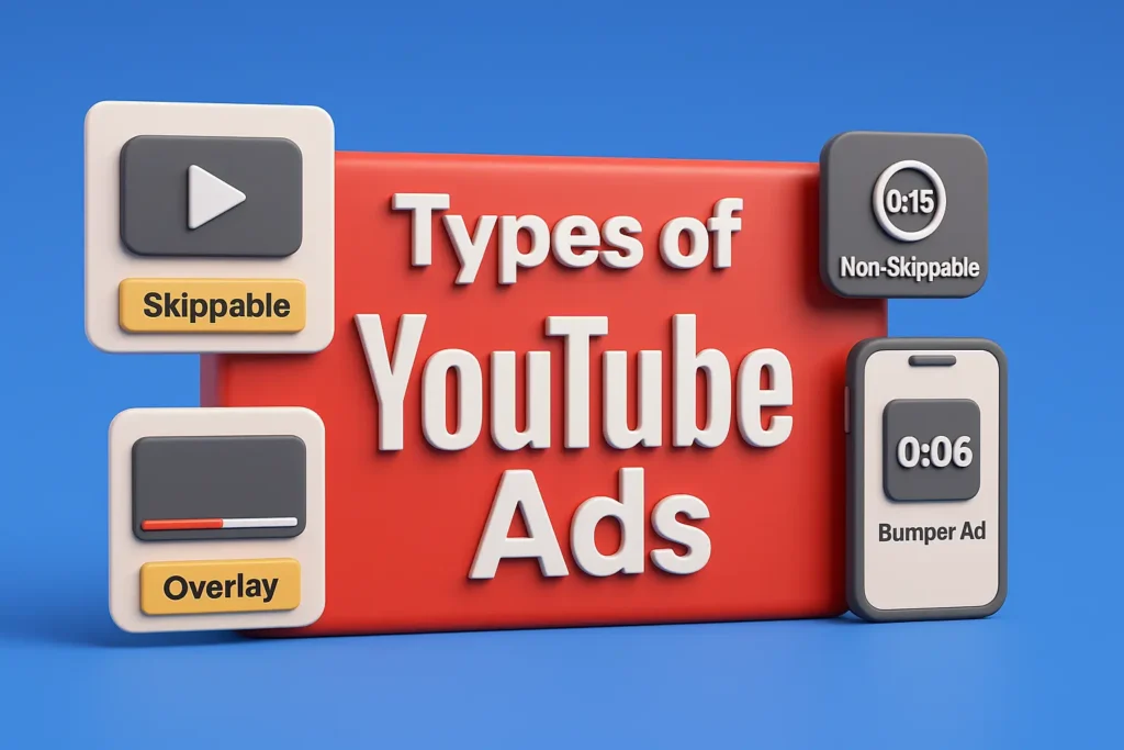 Explore the 7 main types of YouTube ads with examples. Learn how each format works and which ad type is best for your campaign.