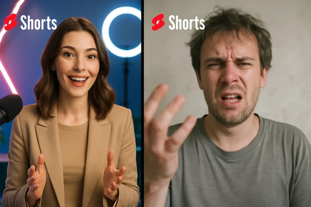 An image demonstrating the advice that authentic, raw content for YouTube Shorts often performs better than overly polished, professional content.